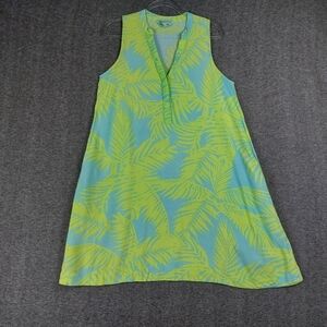 ESCAPADA LIVING WOMEN BRIGHT BLUE GREEN TROPICAL BREEZY SHORT SLEEVELESS DRESS M